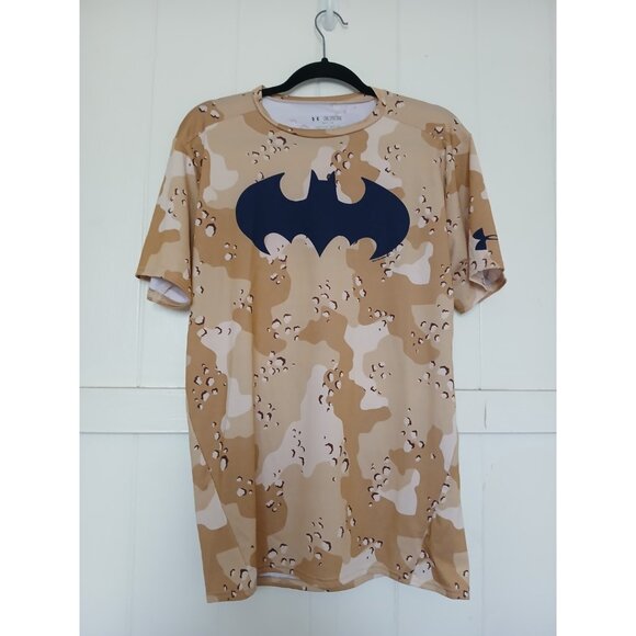Batman × Under Armour Mens Shirt Heatgear Compression Chocolate Chip Camo 2XL - Picture 1 of 11